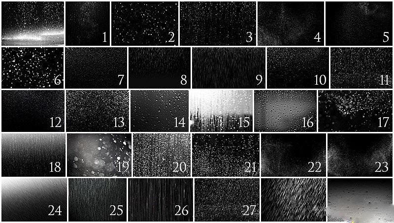 30支高清的下雨效果：30 Rain Brushes for Photoshop