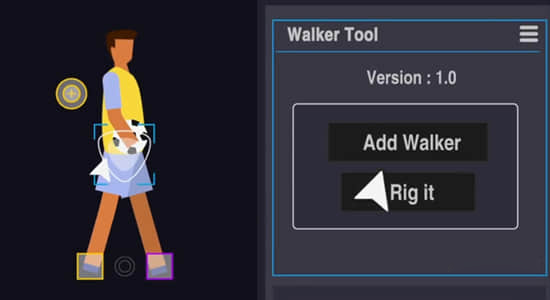 AE脚本-二维卡通人物角色步行跑步绑定MG动画工具 Walker Tool V2.0.2+使用教程