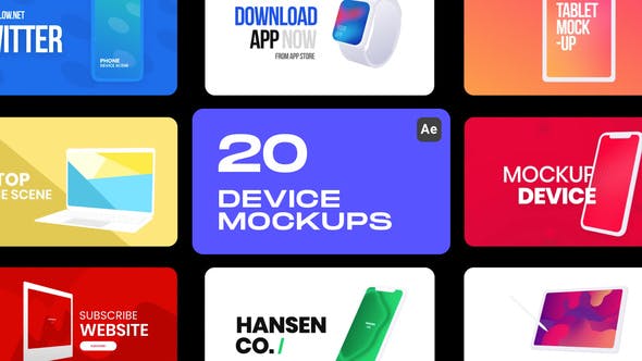 AE脚本-20组数码产品手机平板电脑手图形动画展示 Device Mockups