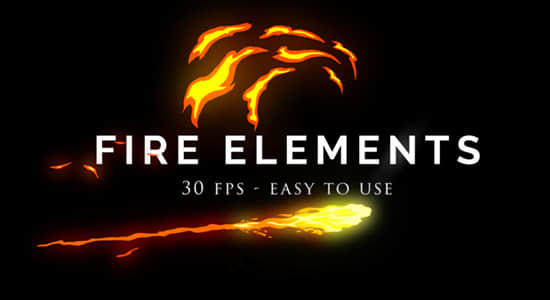 视频素材-50个动漫卡通火焰燃烧MG动画 Cartoon Fire Elements Pack