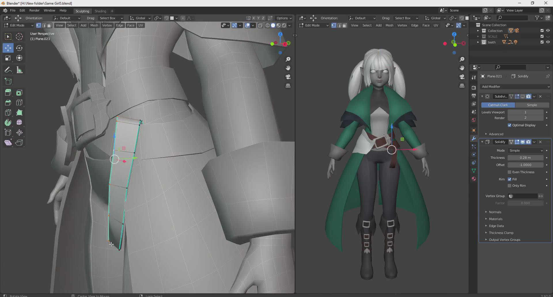 Blender三维卡通美少女角色建模全流程教程-模型工程文件