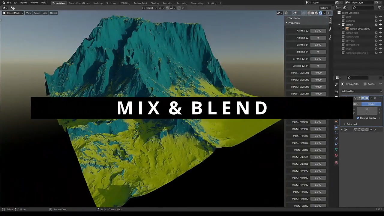 Blender插件-三维自然环境地形生成器 Terrain Mixer V1.9.1