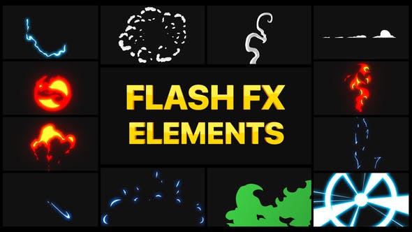 达芬奇-10组二维动漫卡通手绘元素动画 Flash FX Elements Pack 02