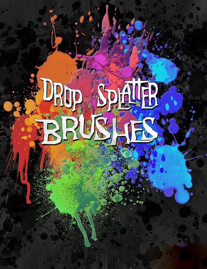 颜料水墨水彩液体飞溅特效笔刷 Drop Splatter Brushes