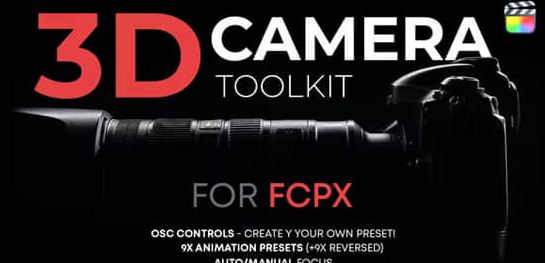 FCPX插件-摄像机三维空间透视动画展示控制工具 3D Camera Rig