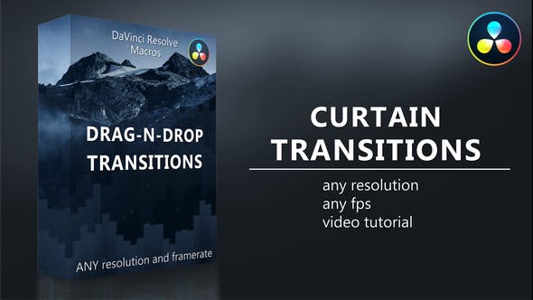 达芬奇-20个简单图形窗帘式拉开过渡转场预设 Curtain Transitions