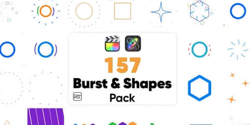 FCPX插件-157种彩色运动图形MG小动画 Burst and Shapes Pack